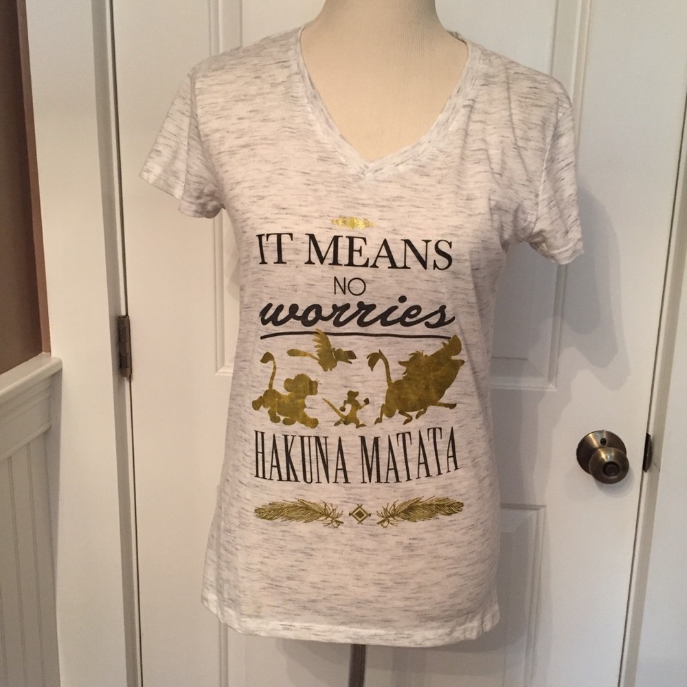 DISNEY TEE SHIRT SHORT SLEEVE TOP LION KING HAKUNA MATATA GRAY Size M